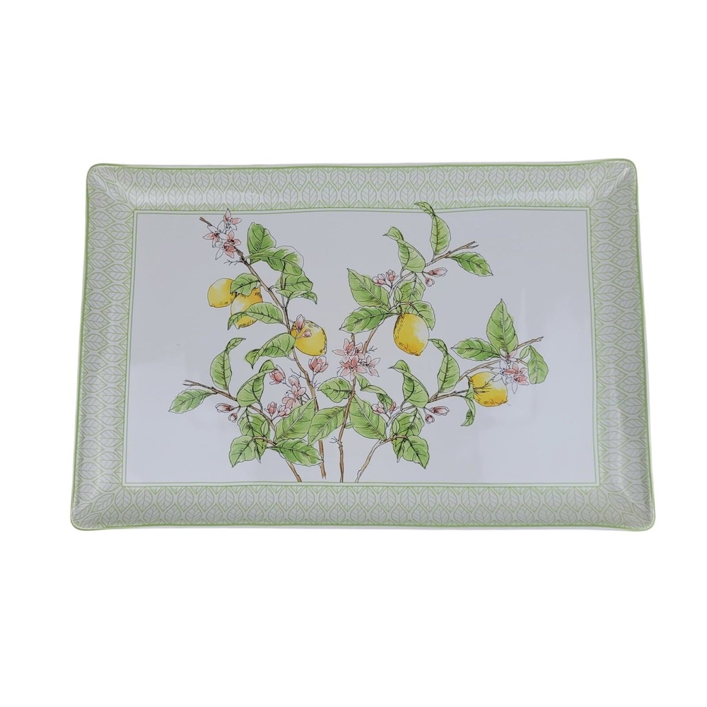 Williams Sonoma Citron‎ Rectangle Platter Tray Lemon Botanical Made in Portugal